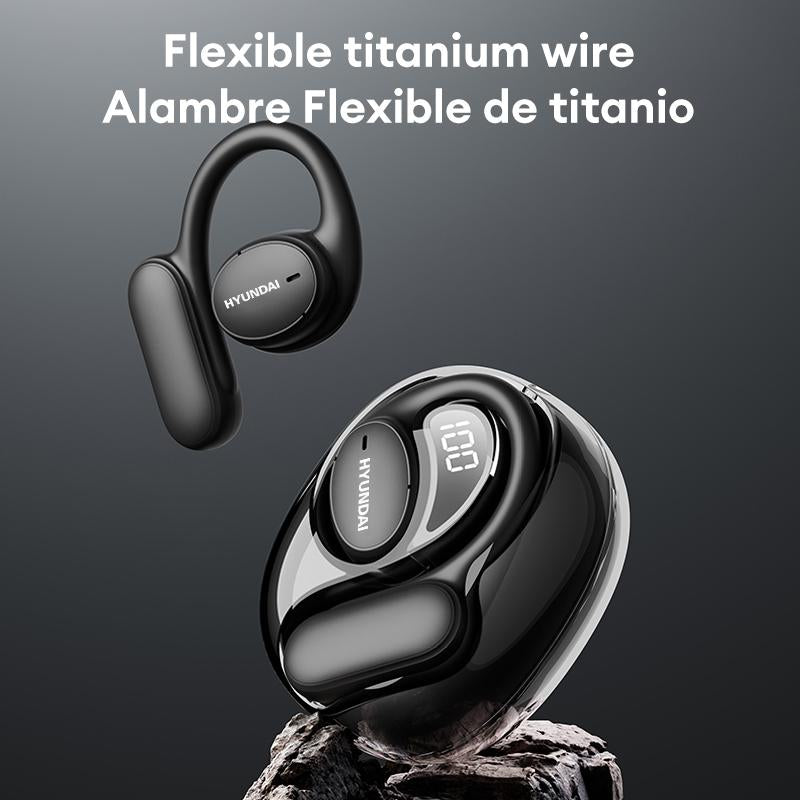 HYUNDAI Openair 5 OWS Wireless Bluetooth 5.4 Earbuds Breathable & Lifeweight Open Ear Headset with Earhooks 35H Playtime High-Res Stereo Sound Headphones
