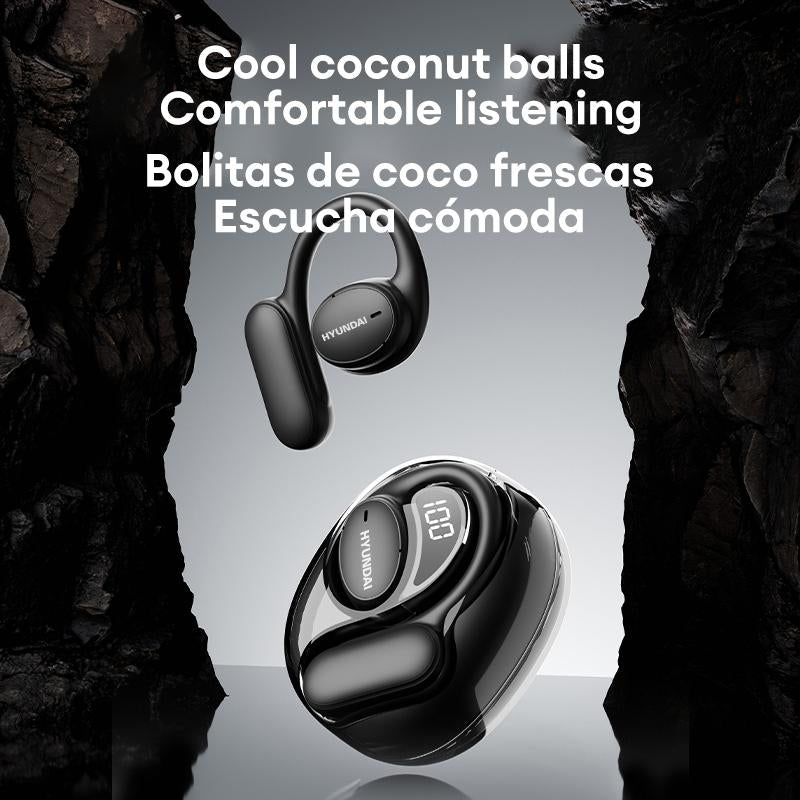 HYUNDAI Openair 5 OWS Wireless Bluetooth 5.4 Earbuds Breathable & Lifeweight Open Ear Headset with Earhooks 35H Playtime High-Res Stereo Sound Headphones